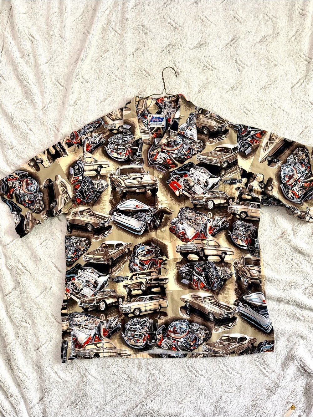 VTG Reyn Spooner Chevrolet Muscle Car Hawaiian Shirt Mens L Reyn Sports Eddy Y